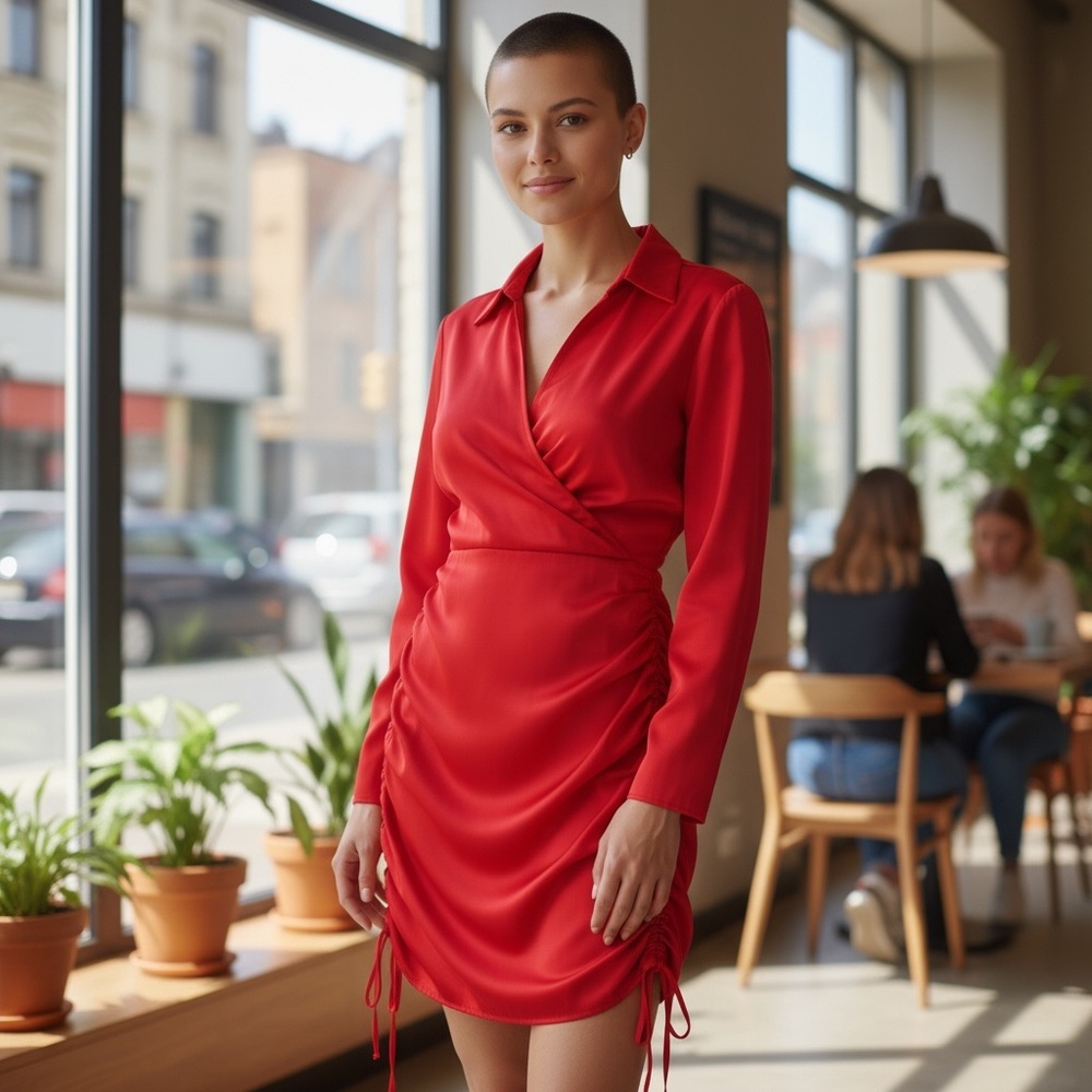 Zara Vibrant Red Long Sleeve Dress